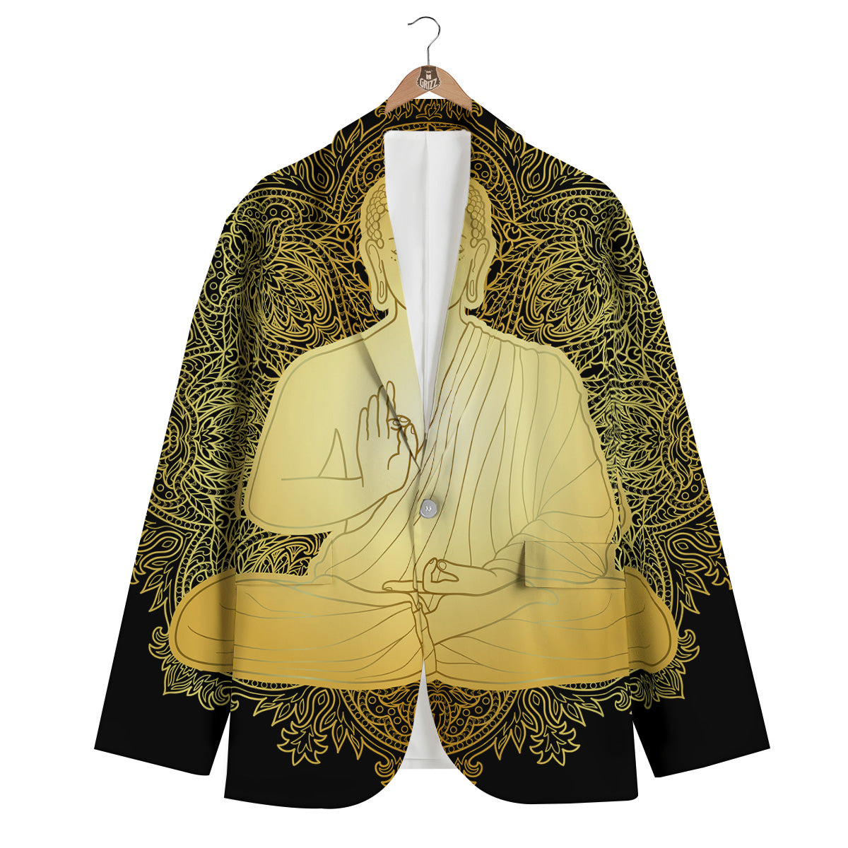 Mandala Buddha Statue Print Men's Blazer-grizzshop
