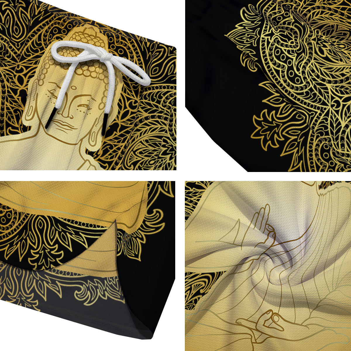 Mandala Buddha Statue Print Men's Running Shorts-grizzshop