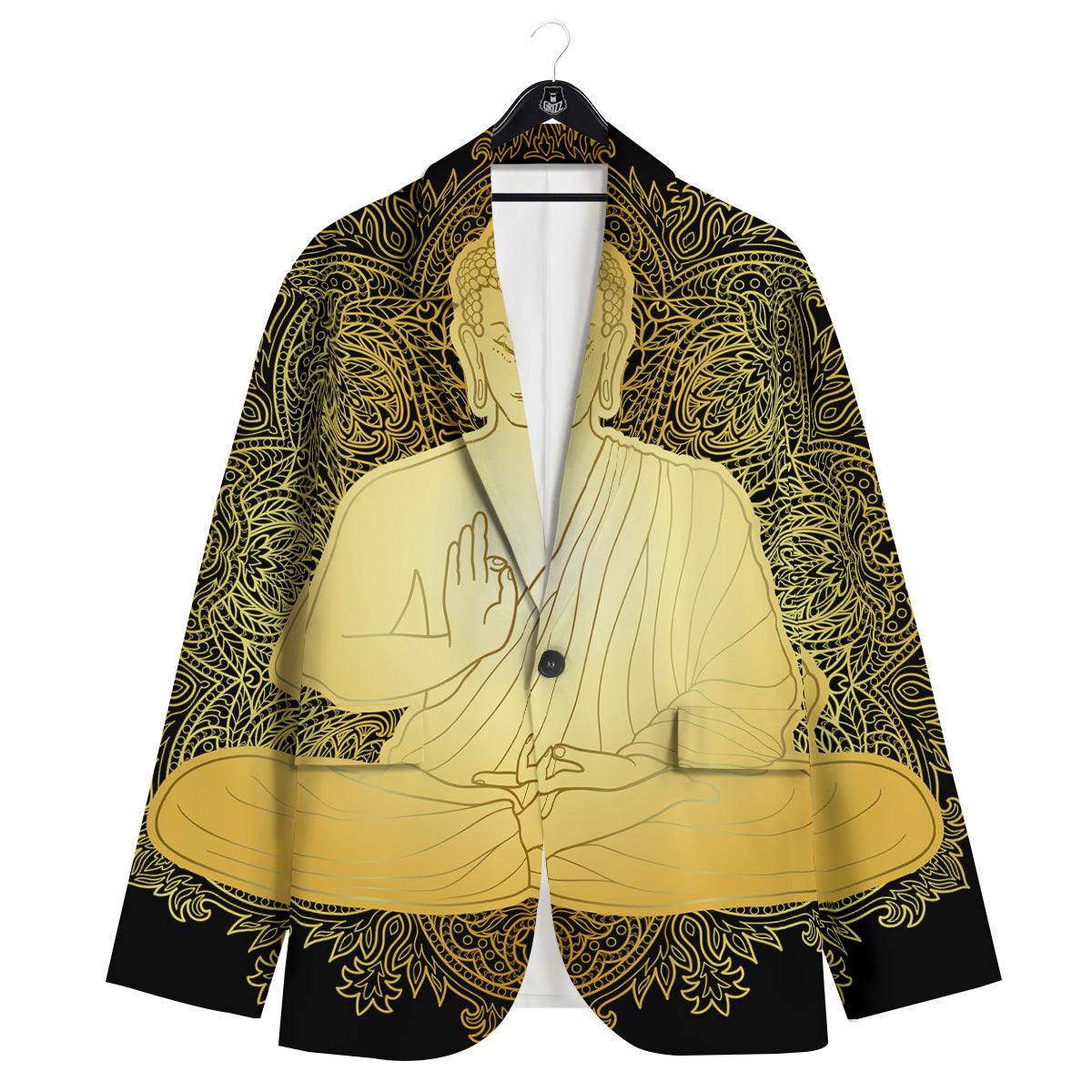 Mandala Buddha Statue Print Men's Sport Coat-grizzshop
