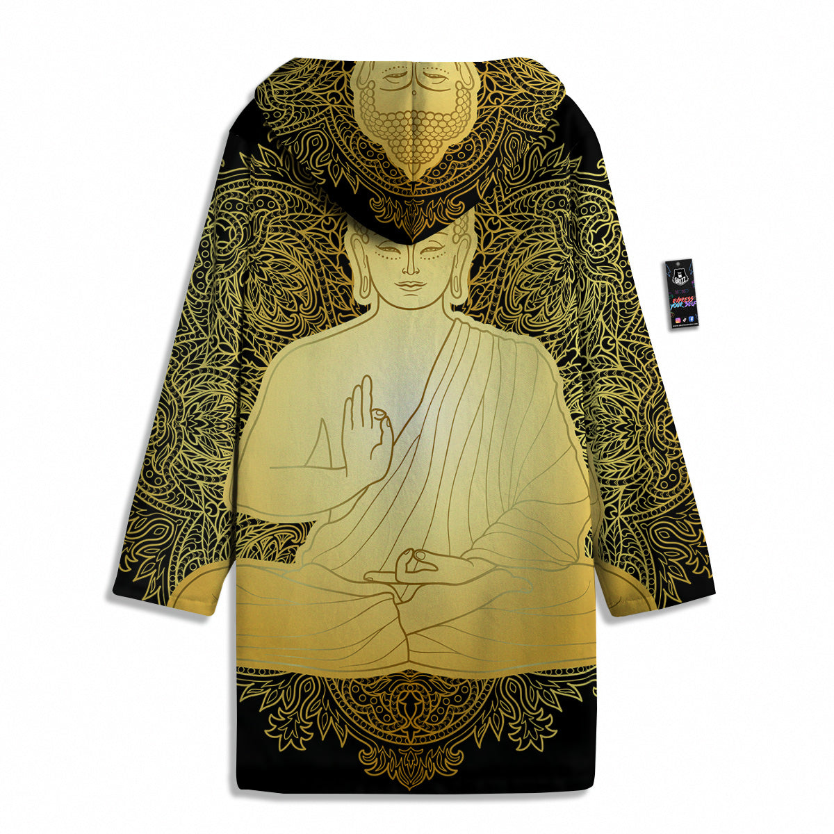 Mandala Buddha Statue Print Men's Windbreaker Jacket-grizzshop