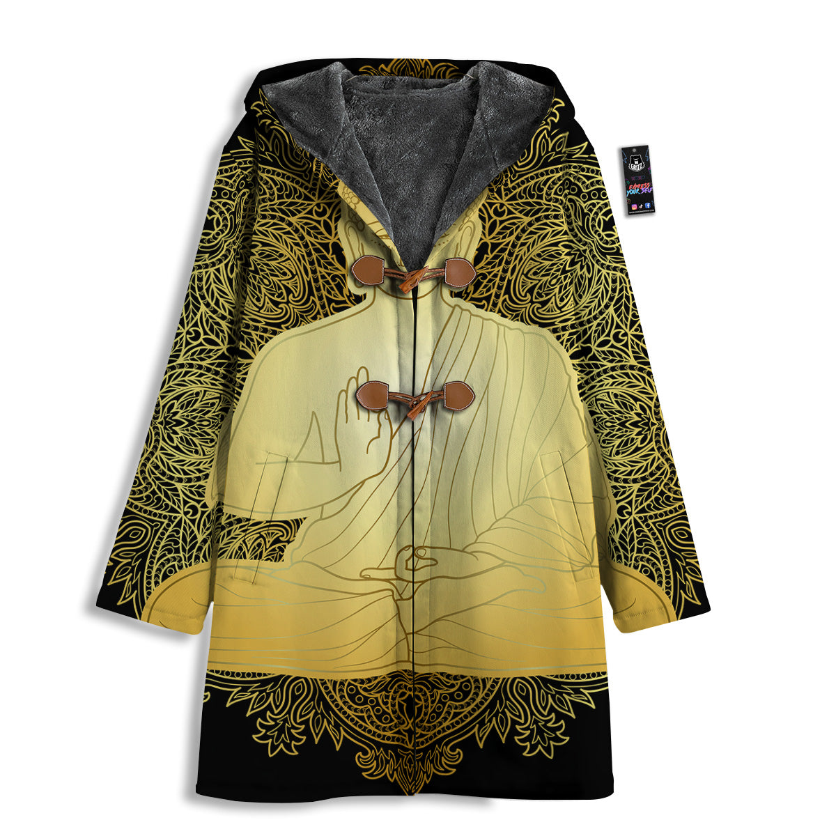 Mandala Buddha Statue Print Men's Windbreaker Jacket-grizzshop