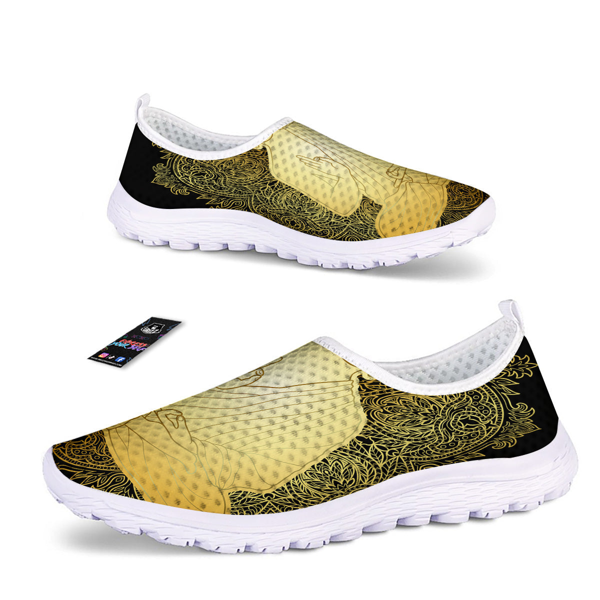 Mandala Buddha Statue Print Nurse Shoes-grizzshop