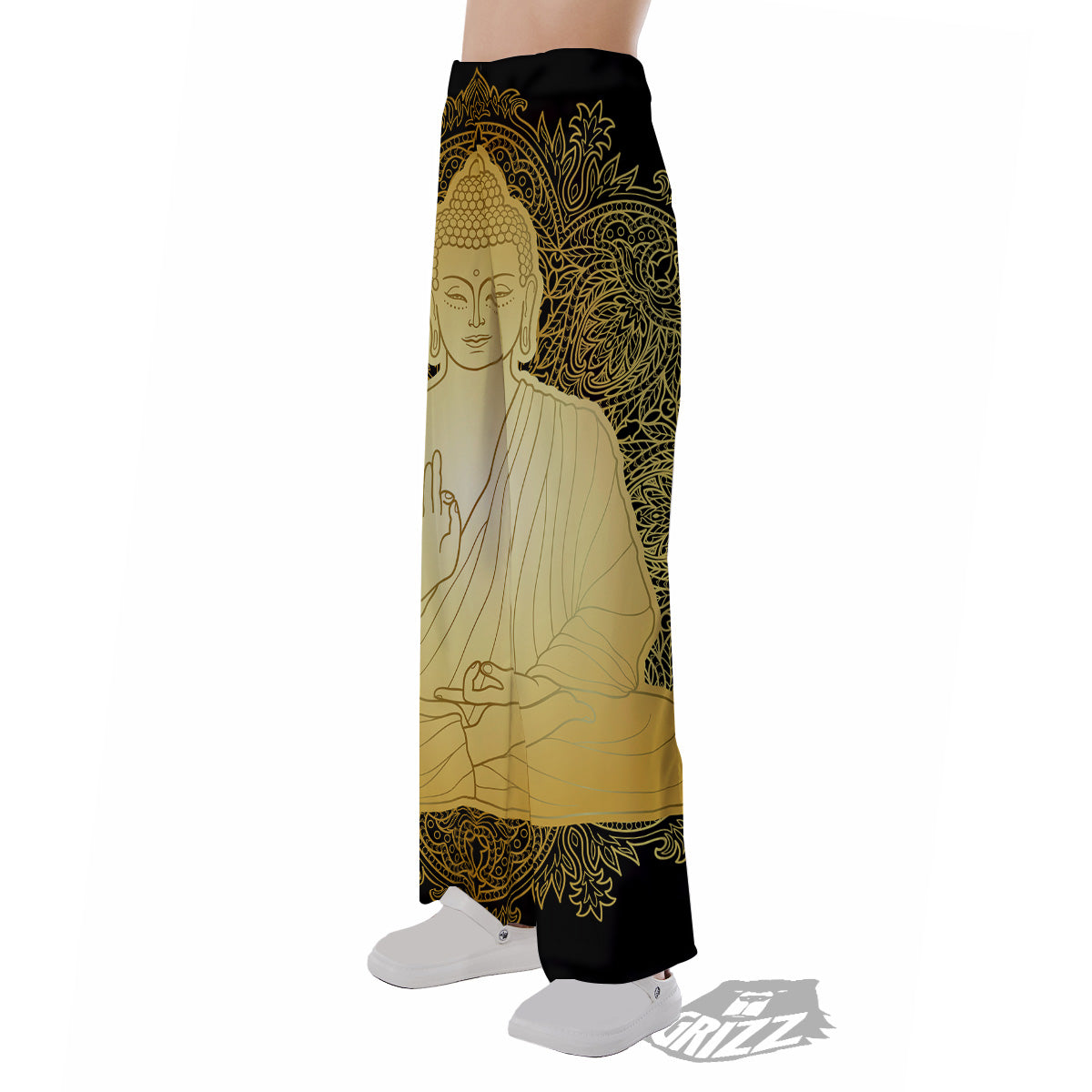Mandala Buddha Statue Print Pajama Pants-grizzshop