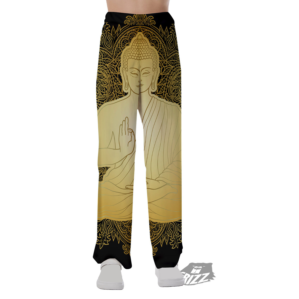 Mandala Buddha Statue Print Pajama Pants-grizzshop
