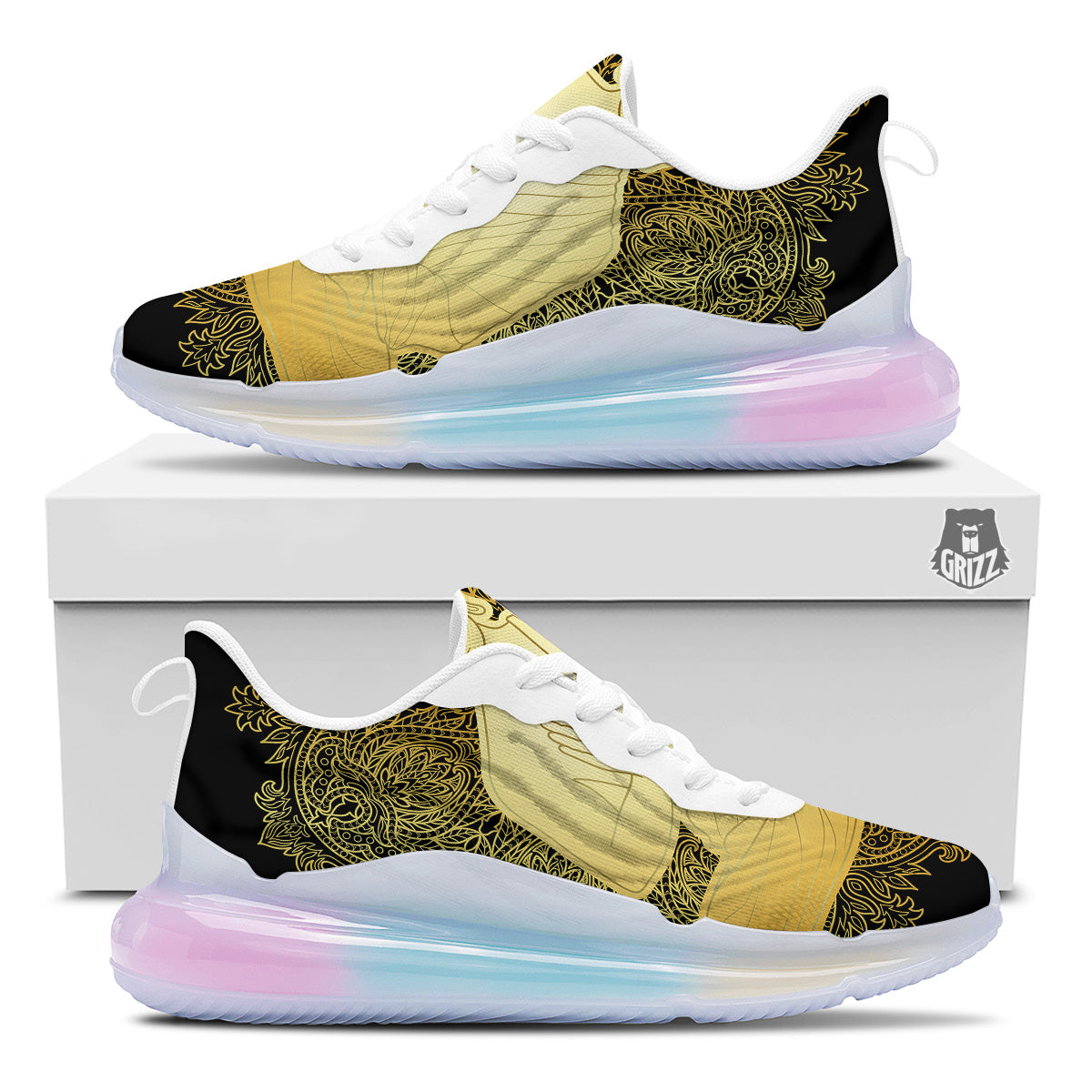 Mandala Buddha Statue Print Running Sneakers-grizzshop