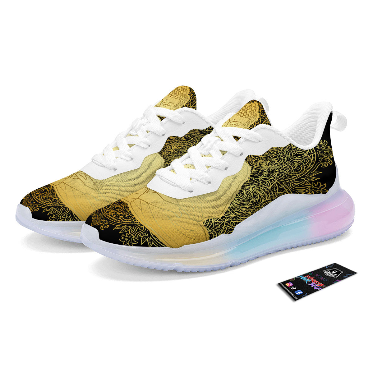 Mandala Buddha Statue Print Running Sneakers-grizzshop