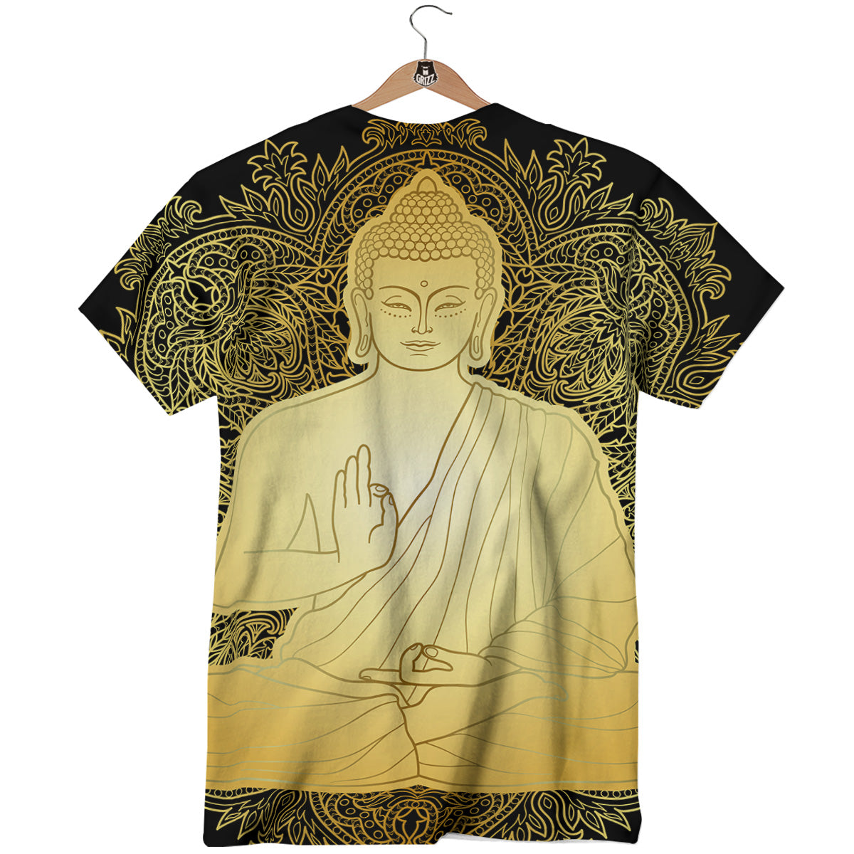 Mandala Buddha Statue Print T-Shirt-grizzshop