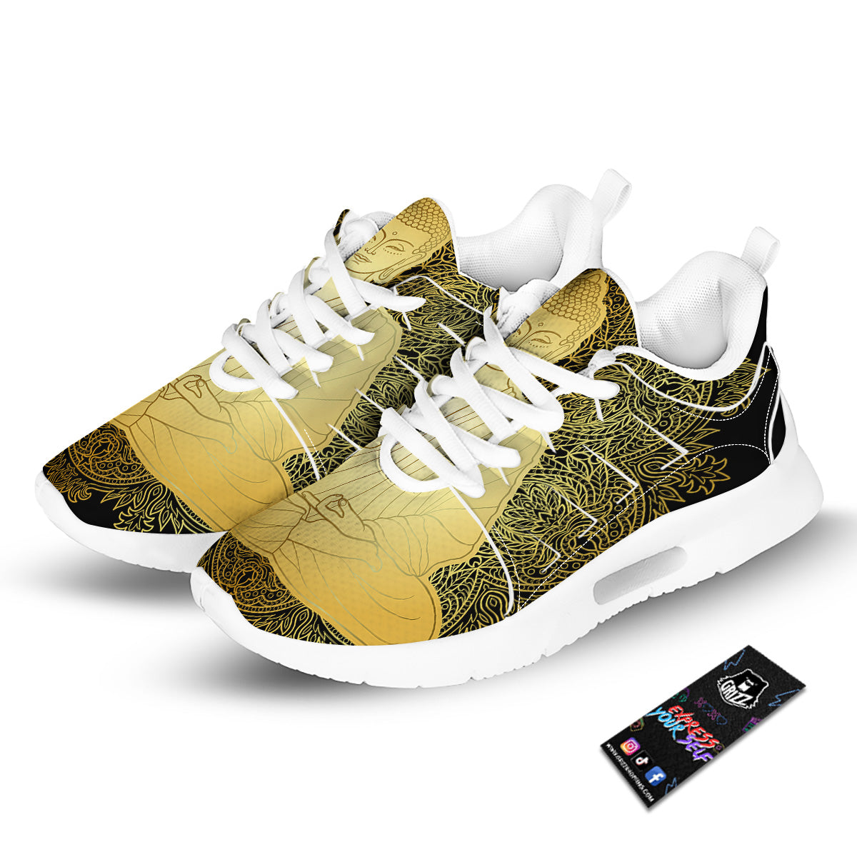 Mandala Buddha Statue Print Tennis Shoes-grizzshop