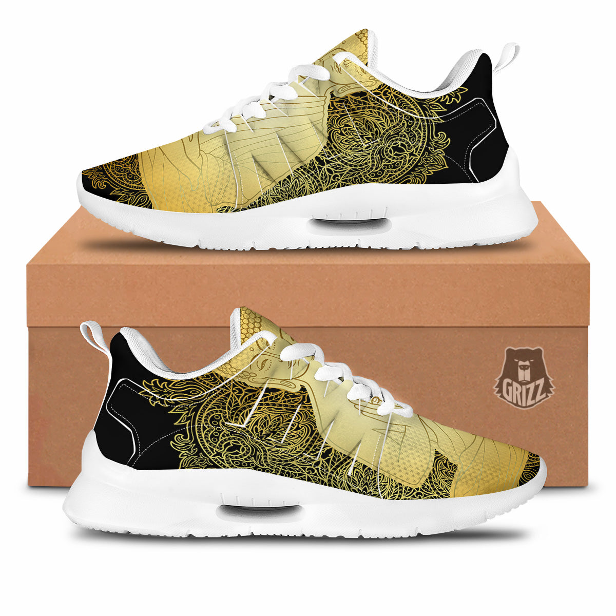 Mandala Buddha Statue Print Tennis Shoes-grizzshop