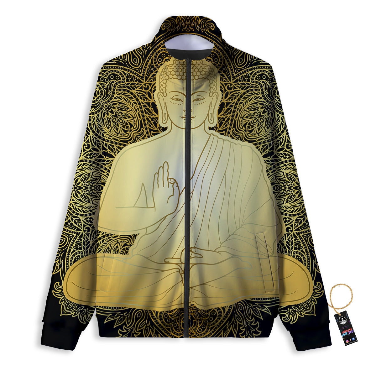 Mandala Buddha Statue Print Track Jacket-grizzshop