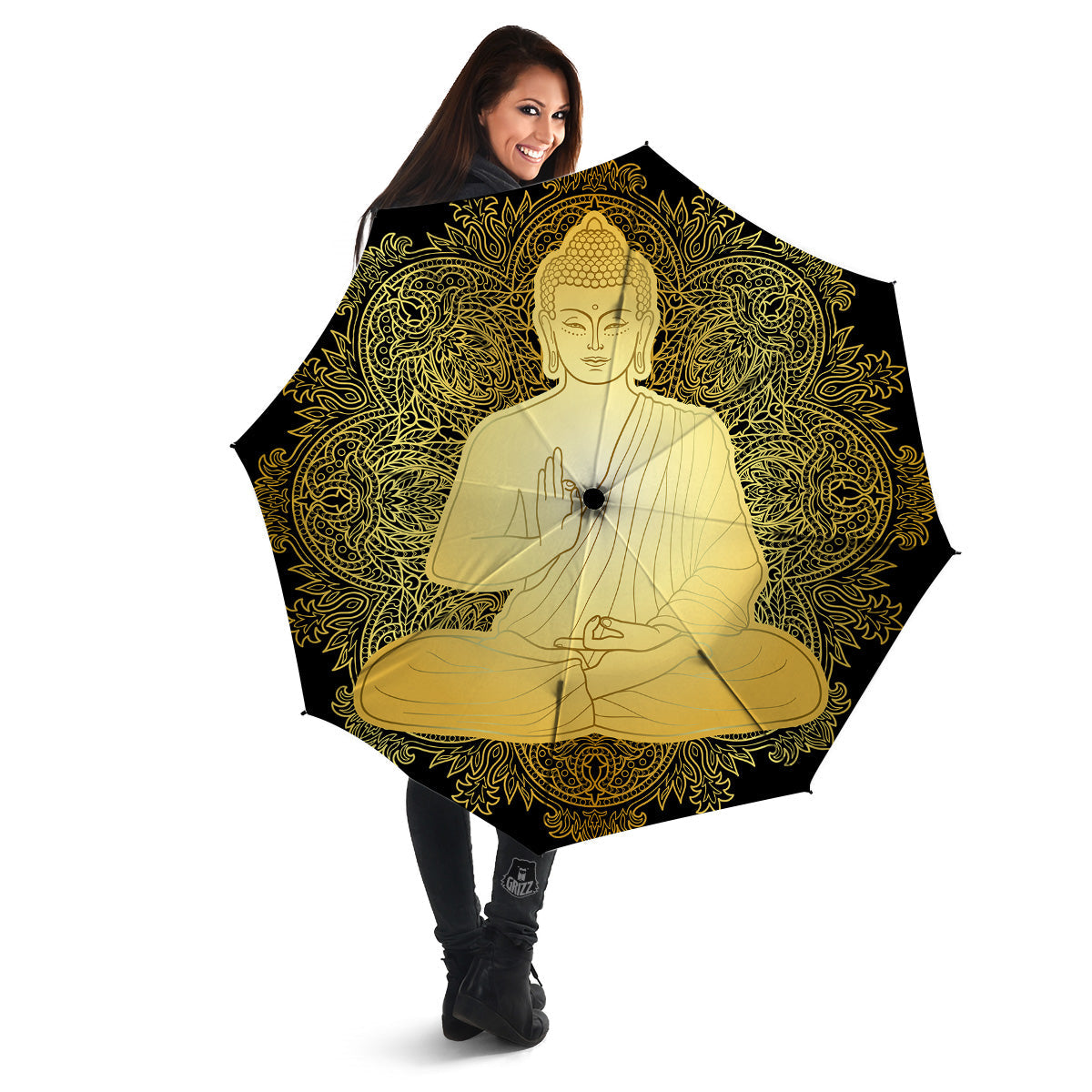 Mandala Buddha Statue Print Umbrella-grizzshop