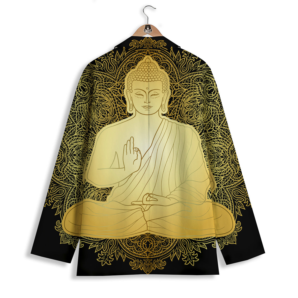 Mandala Buddha Statue Print Women's Blazer-grizzshop