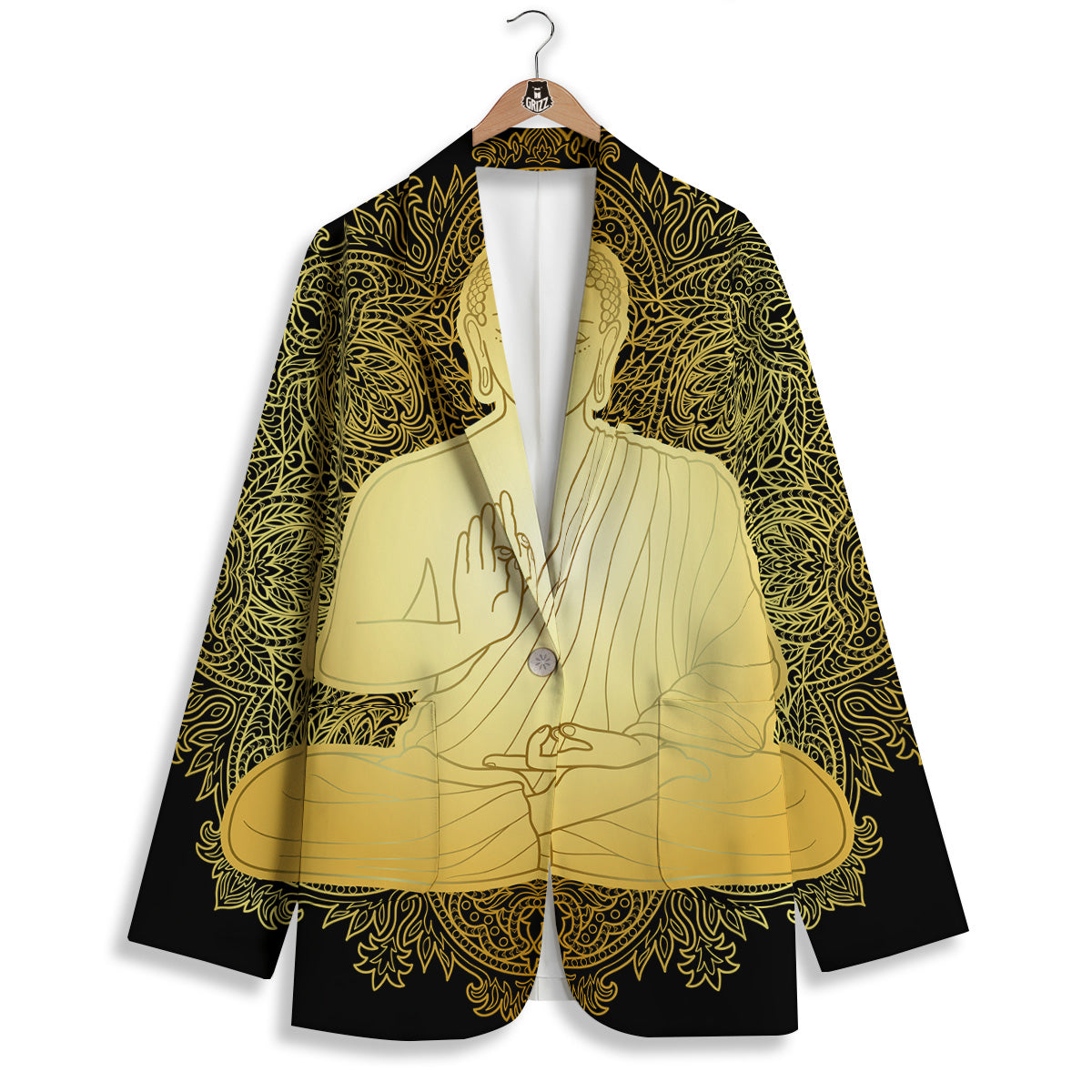 Mandala Buddha Statue Print Women's Blazer-grizzshop