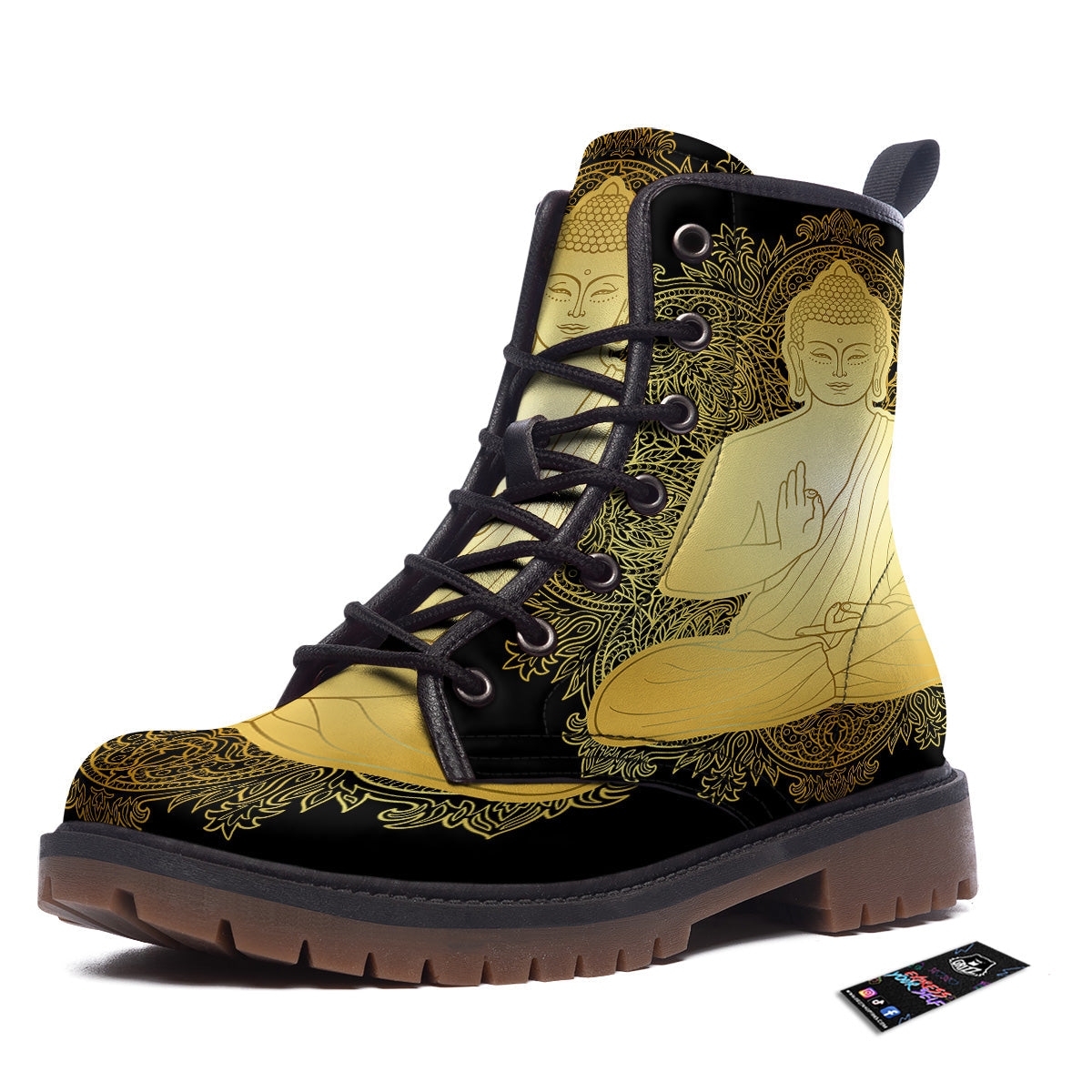 Mandala Buddha Statue Print Work Boots-grizzshop