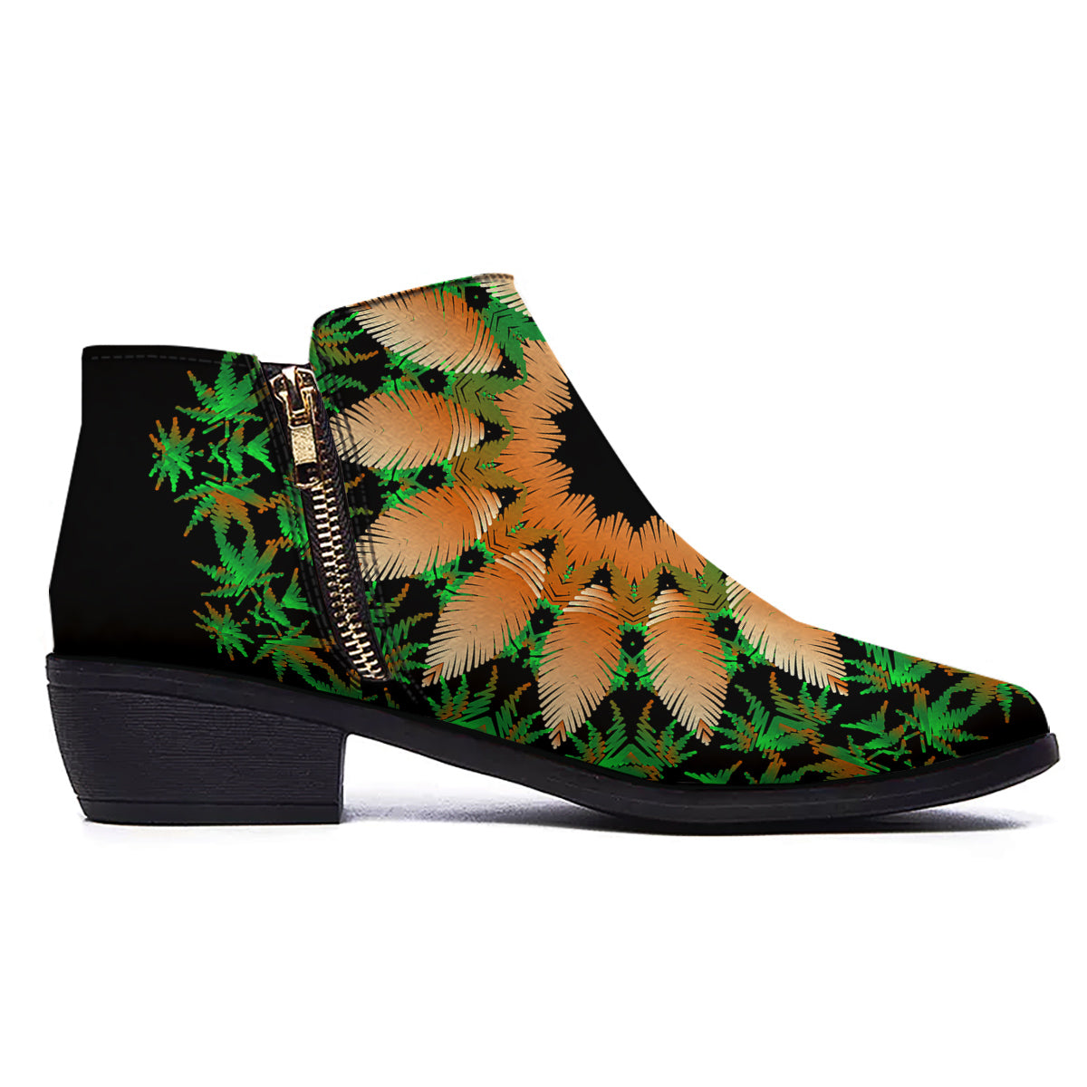 Mandala Cannabis Leaf Print Ankle Boots-grizzshop