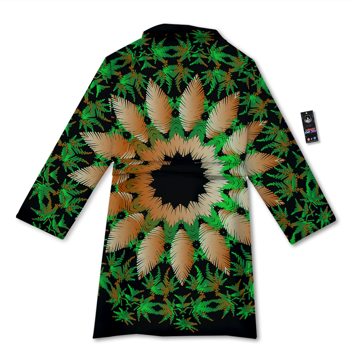 Mandala Cannabis Leaf Print Bathrobe-grizzshop