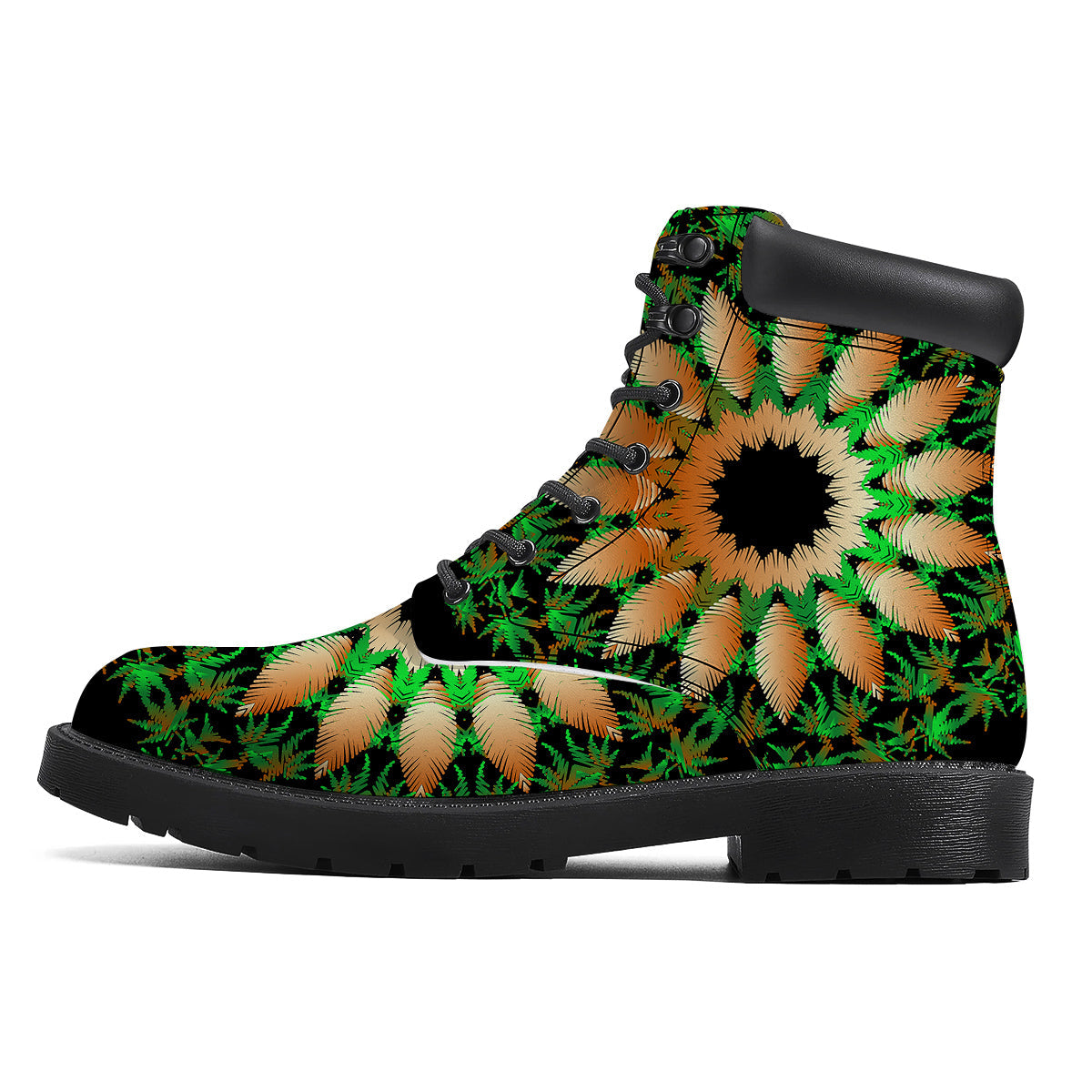 Mandala Cannabis Leaf Print Boots-grizzshop