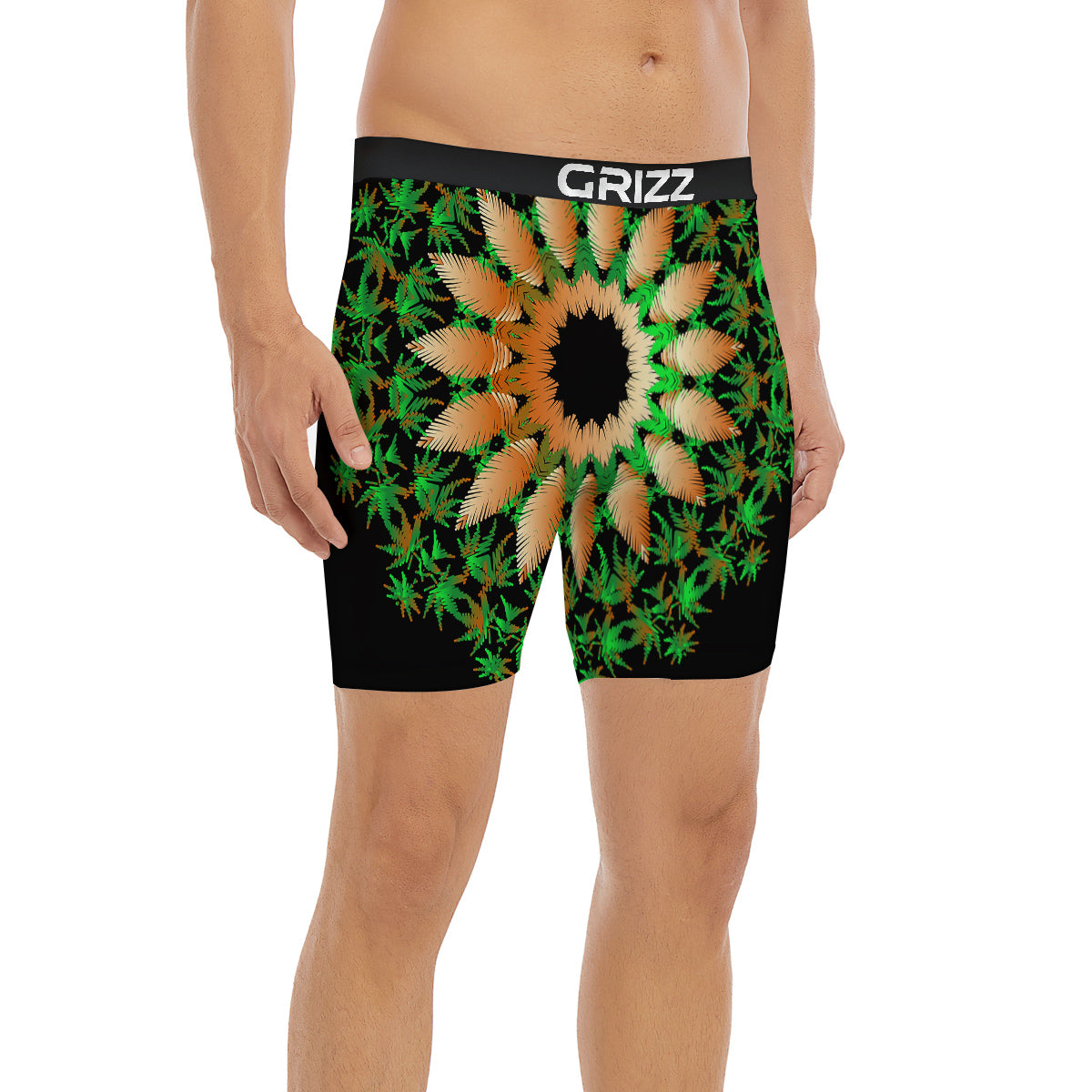 Mandala Cannabis Leaf Print Boxer Briefs-grizzshop