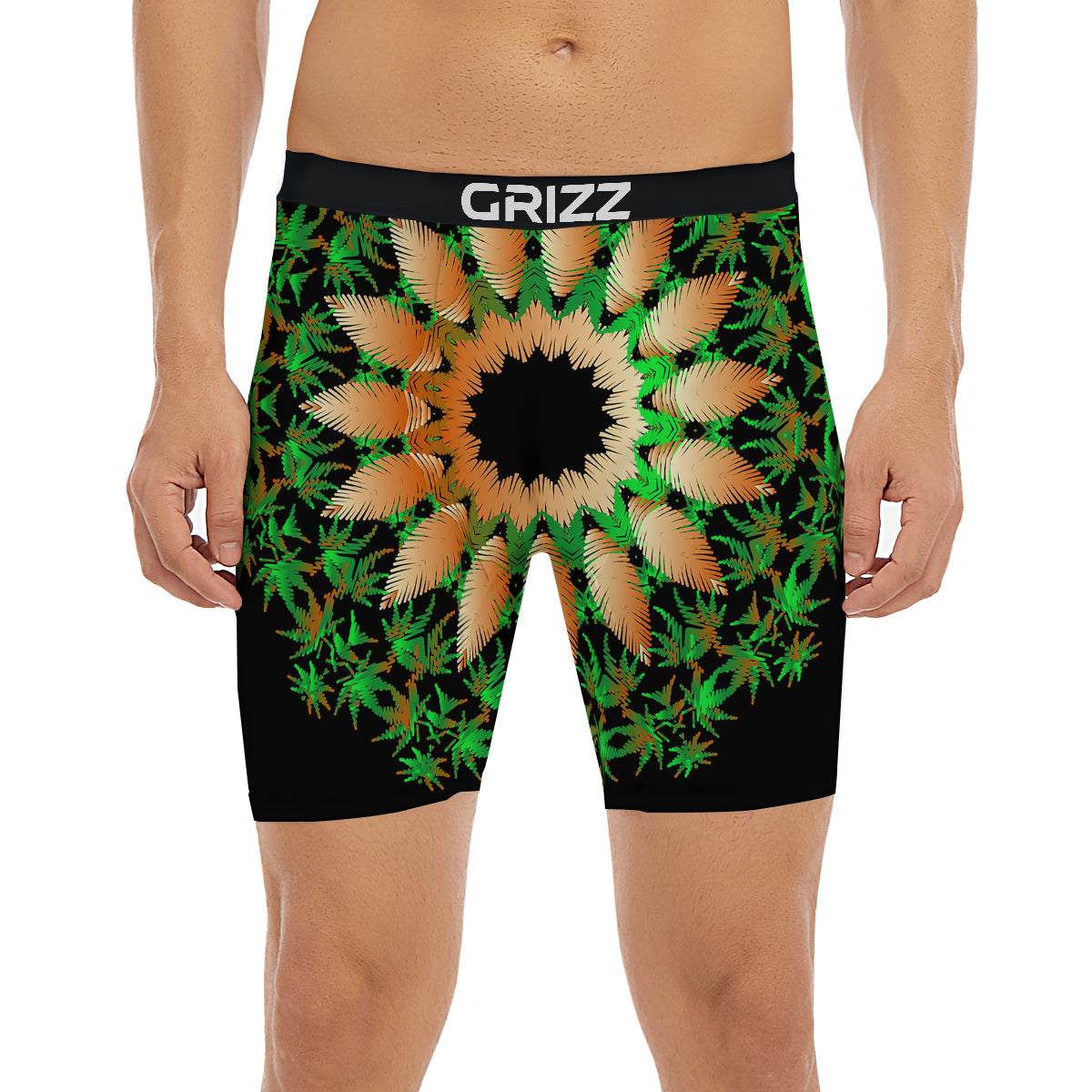 Mandala Cannabis Leaf Print Boxer Briefs-grizzshop