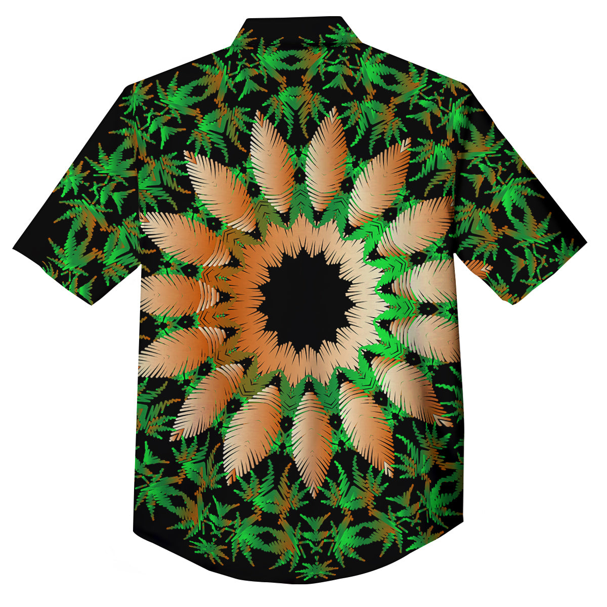 Mandala Cannabis Leaf Print Button Up Shirt-grizzshop