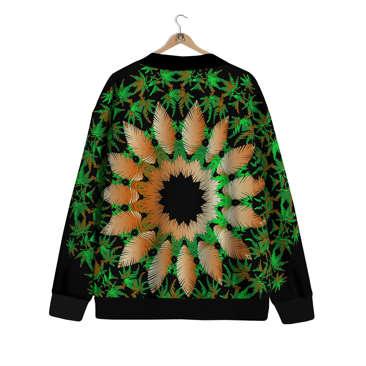 Mandala Cannabis Leaf Print Cardigan-grizzshop