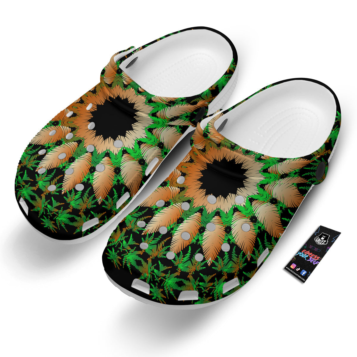 Mandala Cannabis Leaf Print Clog-grizzshop