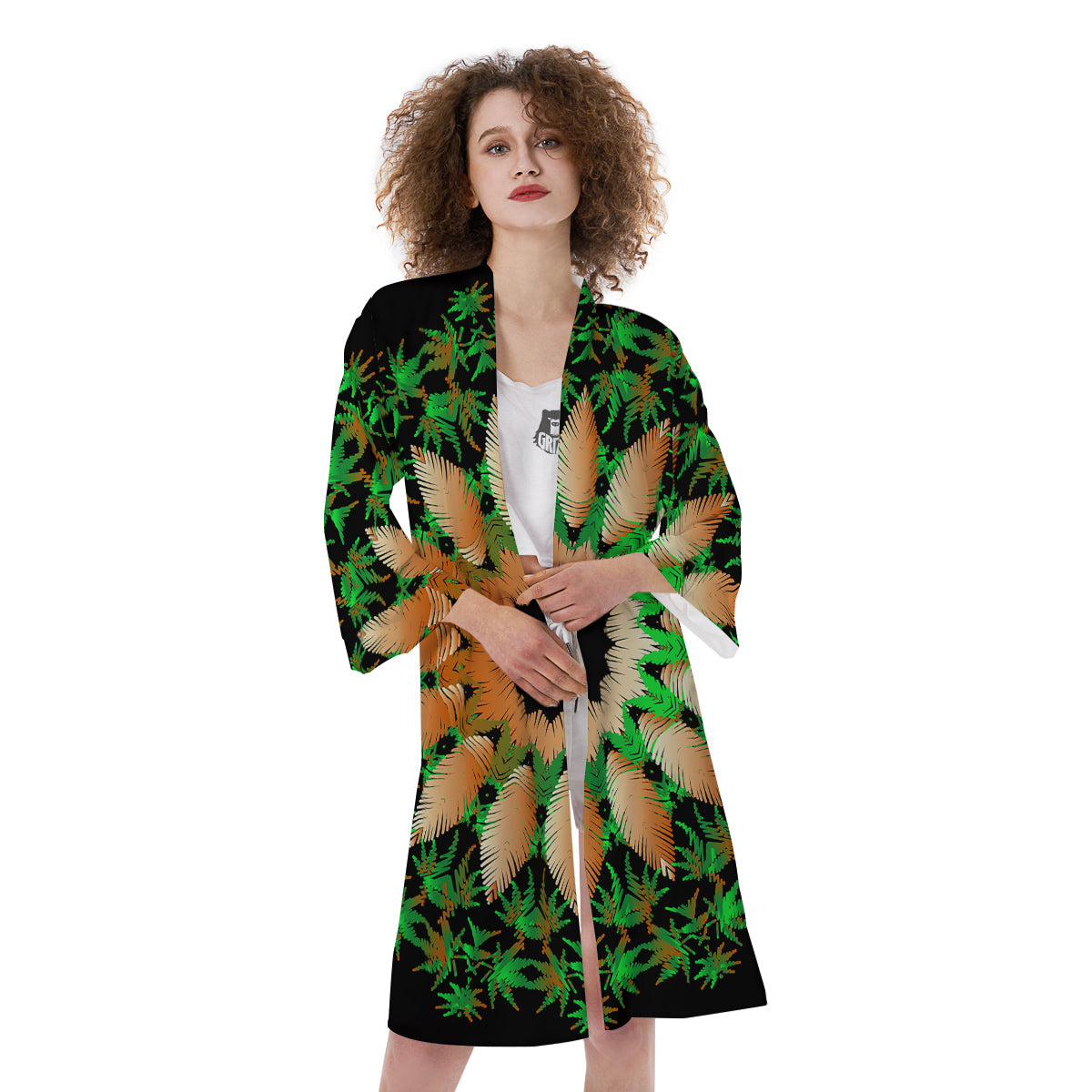 Mandala Cannabis Leaf Print Kimono-grizzshop