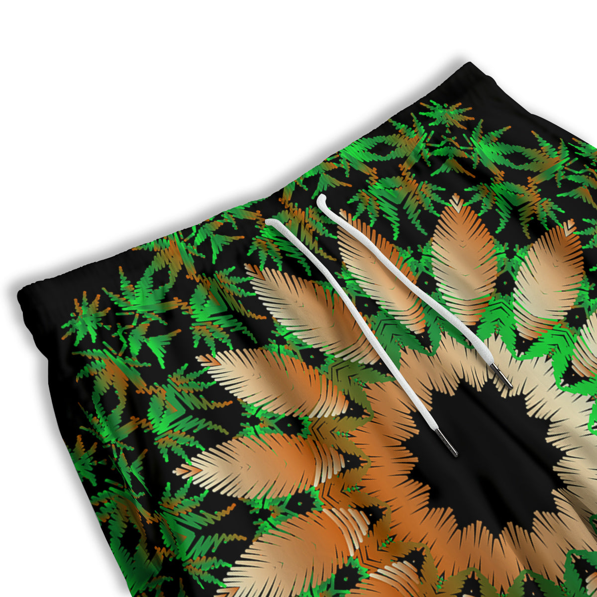 Mandala Cannabis Leaf Print Men's Athletic Shorts