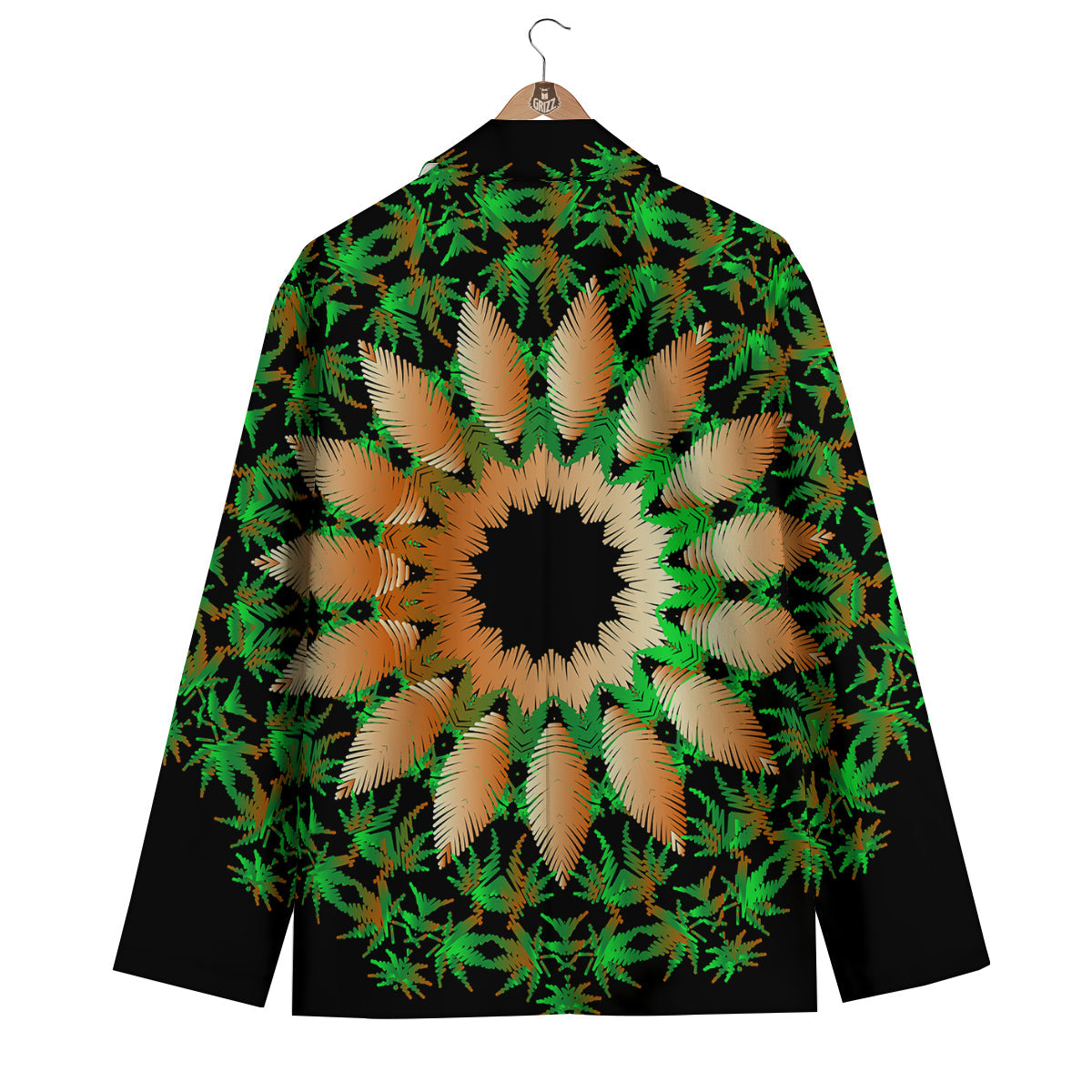 Mandala Cannabis Leaf Print Men's Blazer-grizzshop