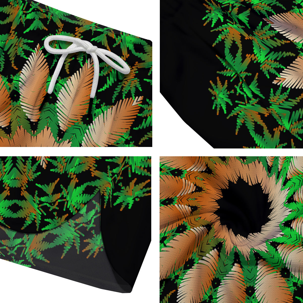 Mandala Cannabis Leaf Print Men's Running Shorts-grizzshop
