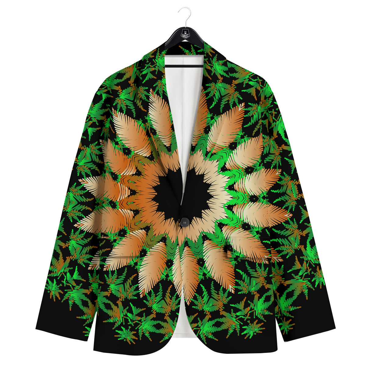 Mandala Cannabis Leaf Print Men's Sport Coat-grizzshop