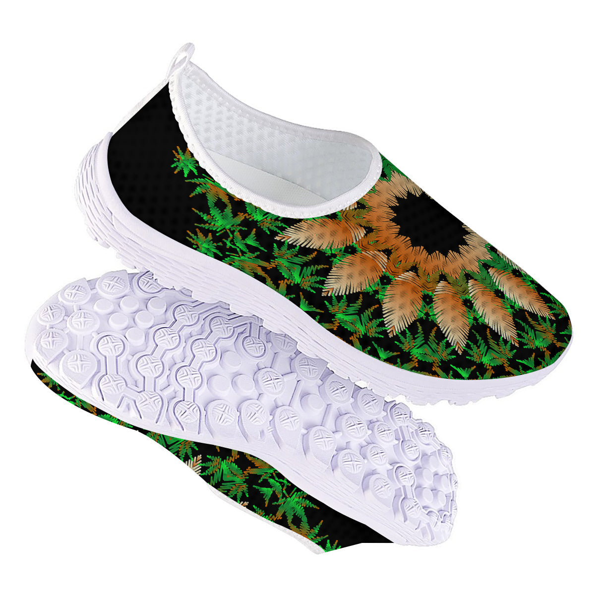 Mandala Cannabis Leaf Print Nurse Shoes-grizzshop