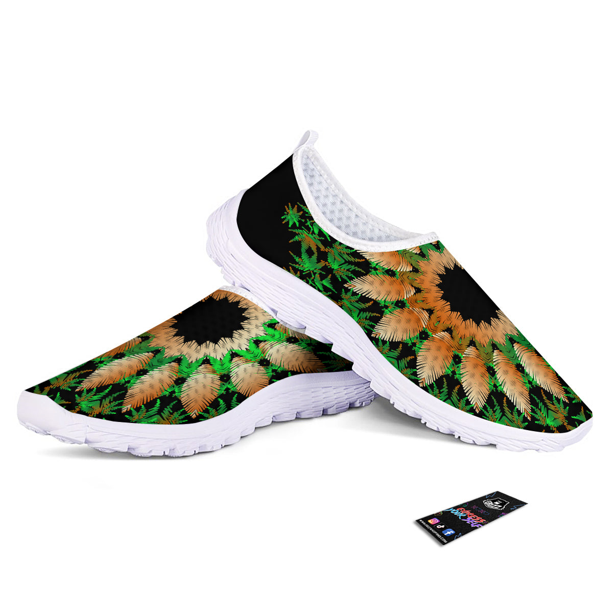 Mandala Cannabis Leaf Print Nurse Shoes-grizzshop
