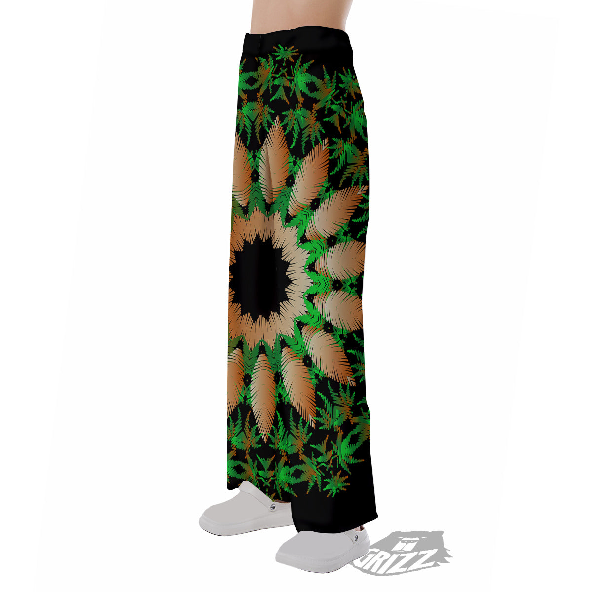 Mandala Cannabis Leaf Print Pajama Pants-grizzshop