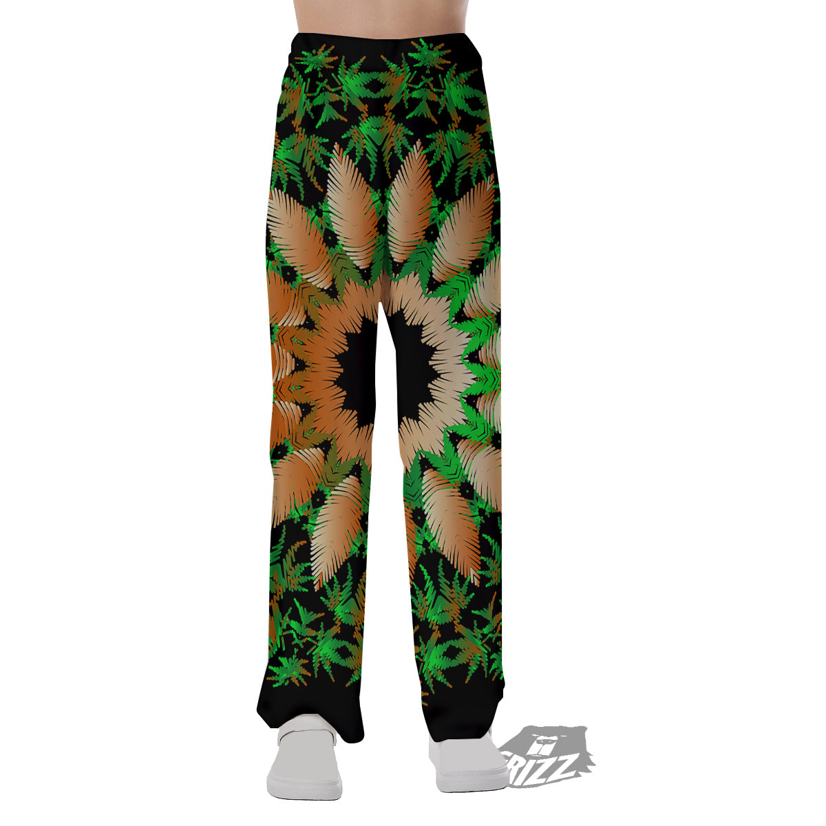 Mandala Cannabis Leaf Print Pajama Pants-grizzshop