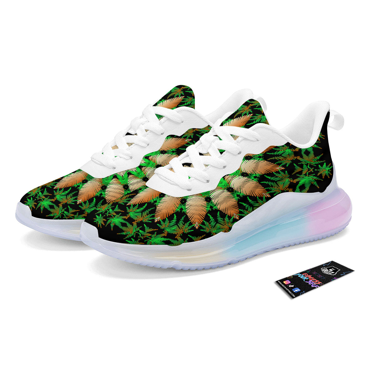 Mandala Cannabis Leaf Print Running Sneakers-grizzshop