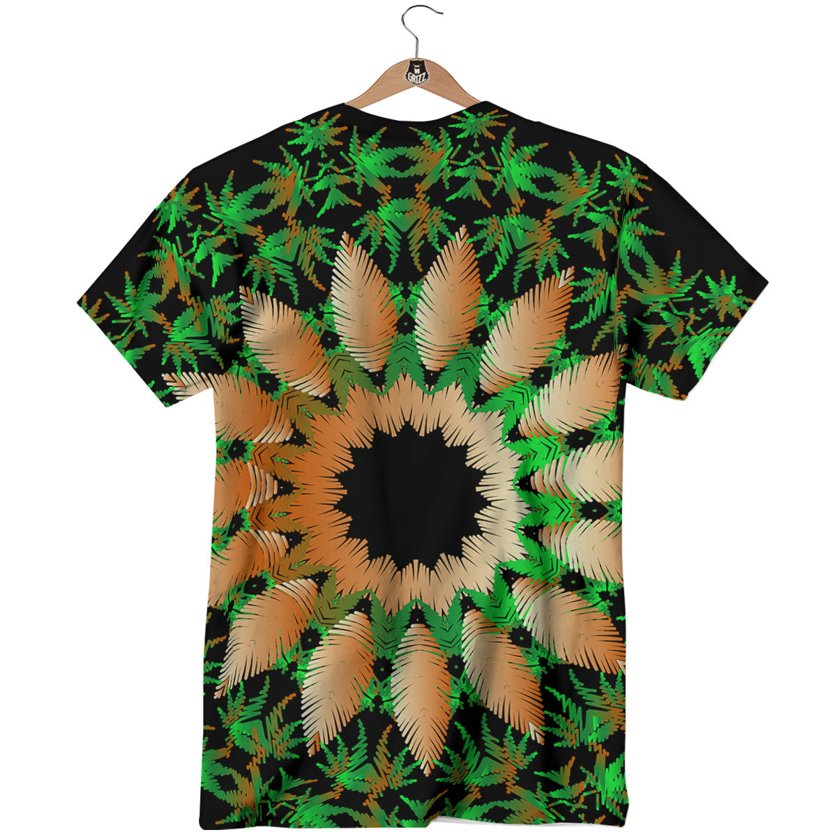 Mandala Cannabis Leaf Print T-Shirt-grizzshop