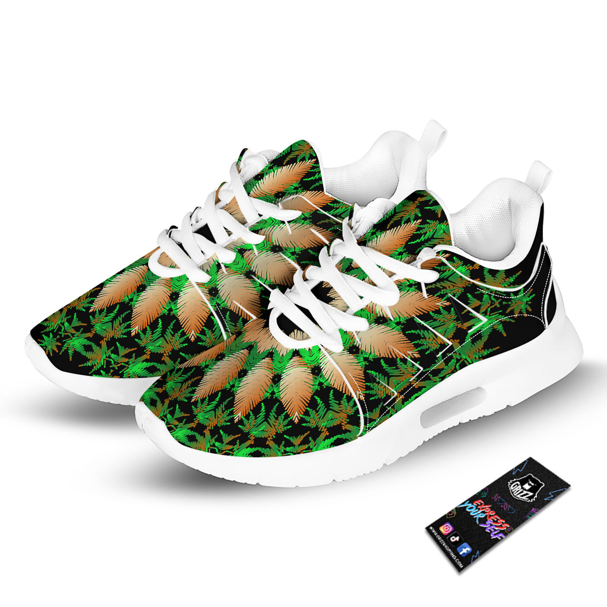 Mandala Cannabis Leaf Print Tennis Shoes-grizzshop