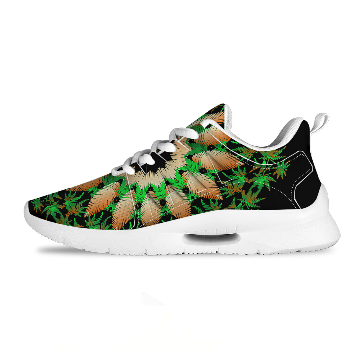 Mandala Cannabis Leaf Print Tennis Shoes-grizzshop