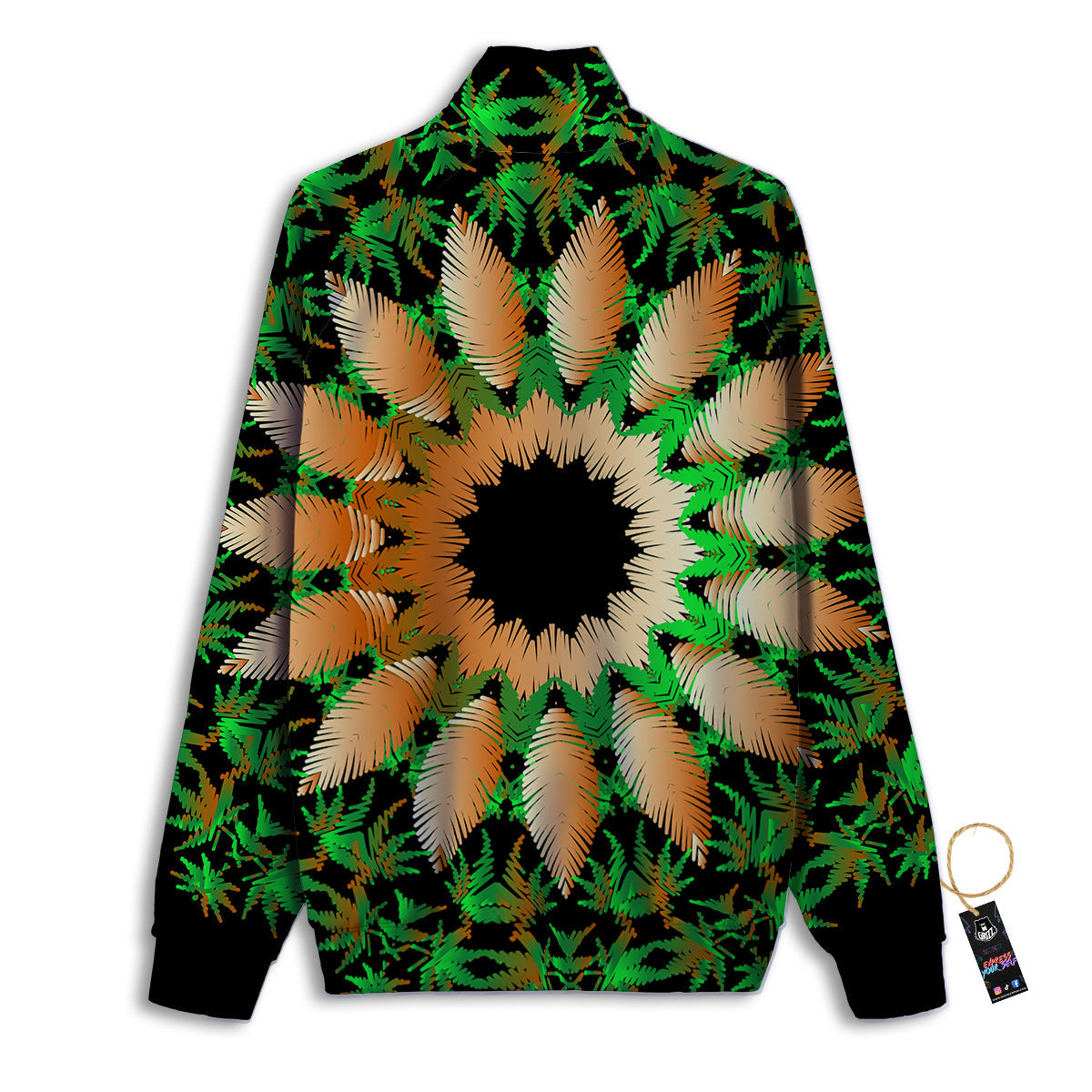 Mandala Cannabis Leaf Print Track Jacket-grizzshop
