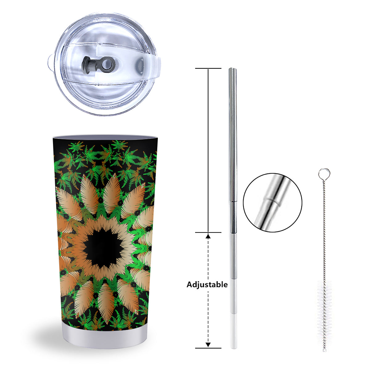 Mandala Cannabis Leaf Print Tumbler-grizzshop