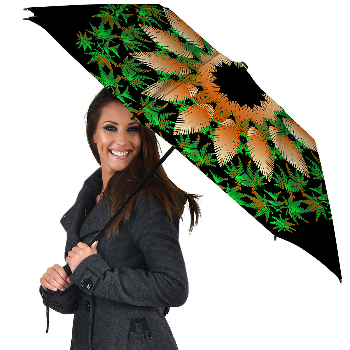 Mandala Cannabis Leaf Print Umbrella-grizzshop
