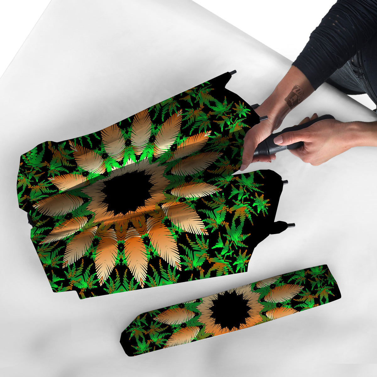 Mandala Cannabis Leaf Print Umbrella-grizzshop