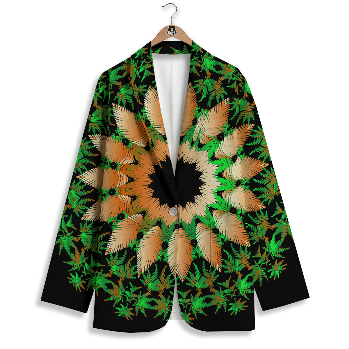 Mandala Cannabis Leaf Print Women's Blazer-grizzshop