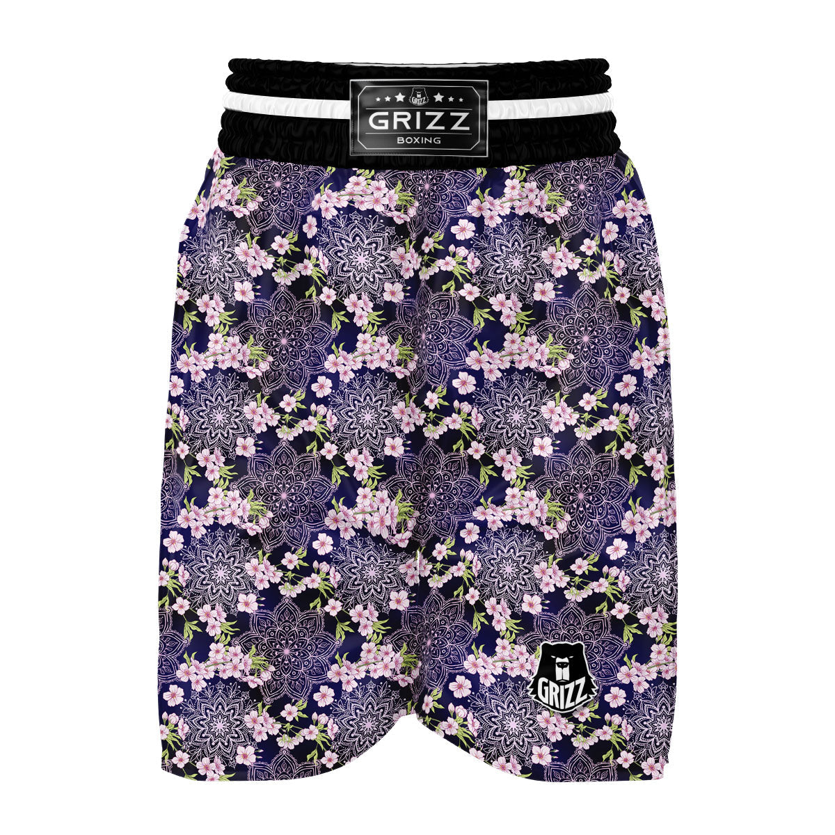 Mandala Cherry Blossom Boxing Shorts-grizzshop