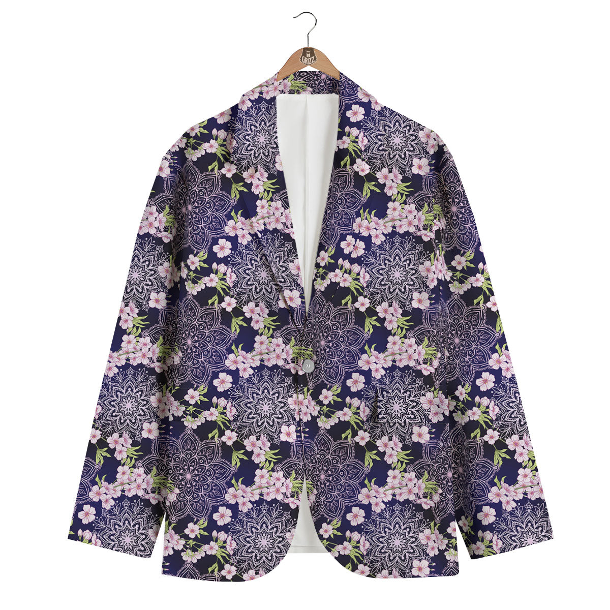Mandala Cherry Blossom Men's Blazer-grizzshop