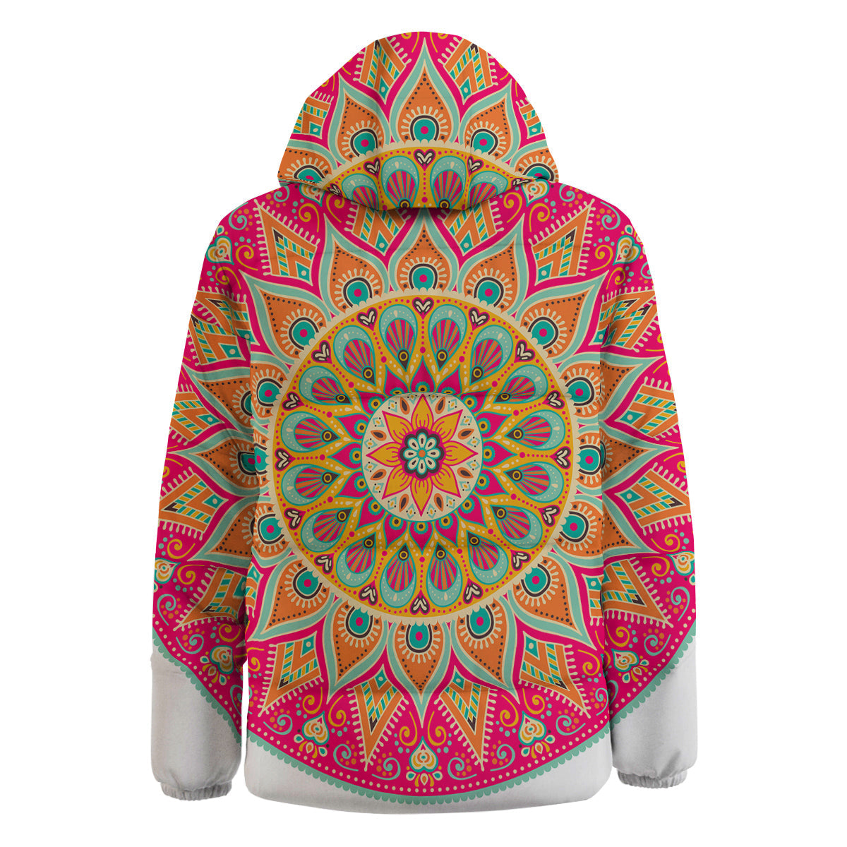 Mandala Circle Colorful Print Down Jacket-grizzshop
