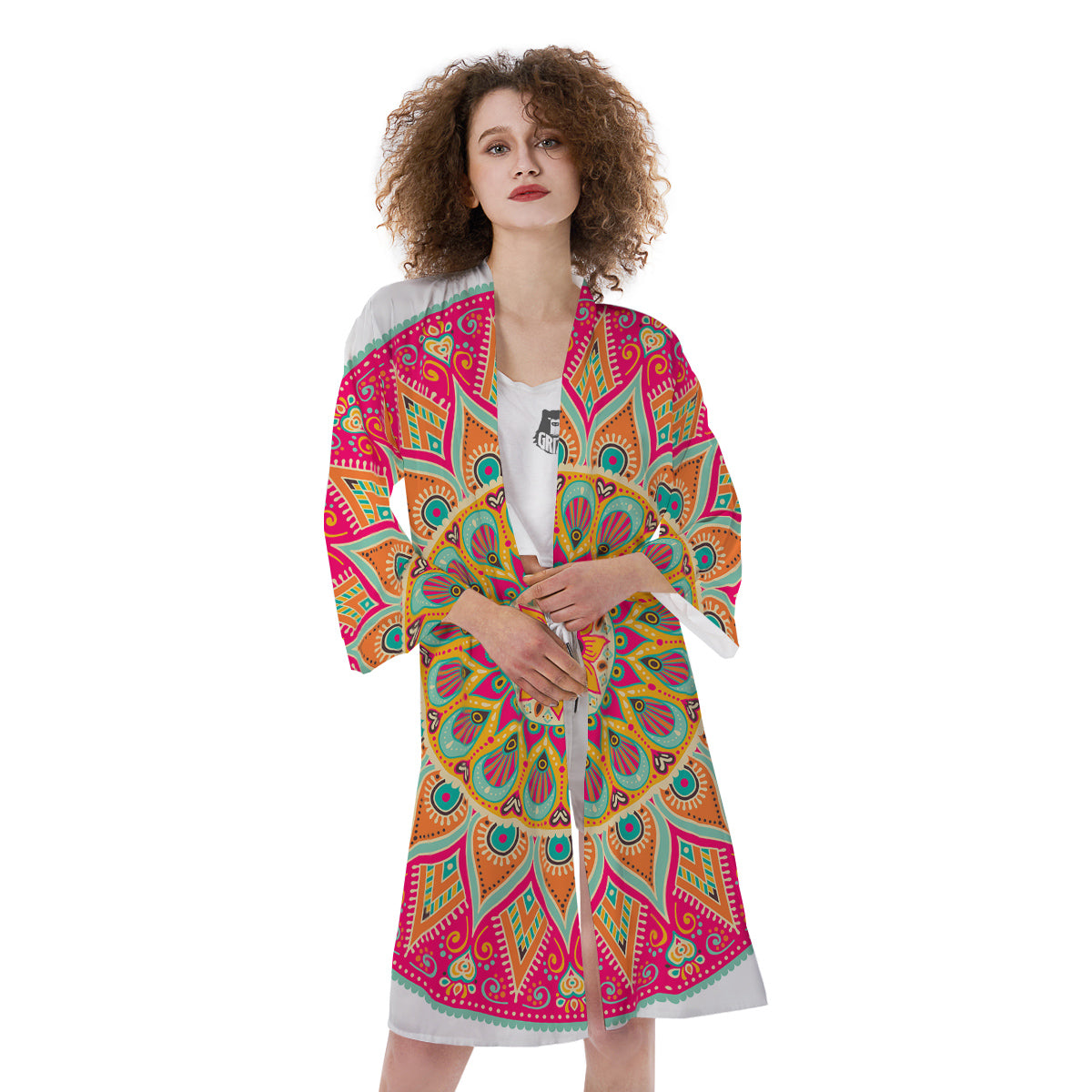 Mandala Circle Colorful Print Kimono-grizzshop