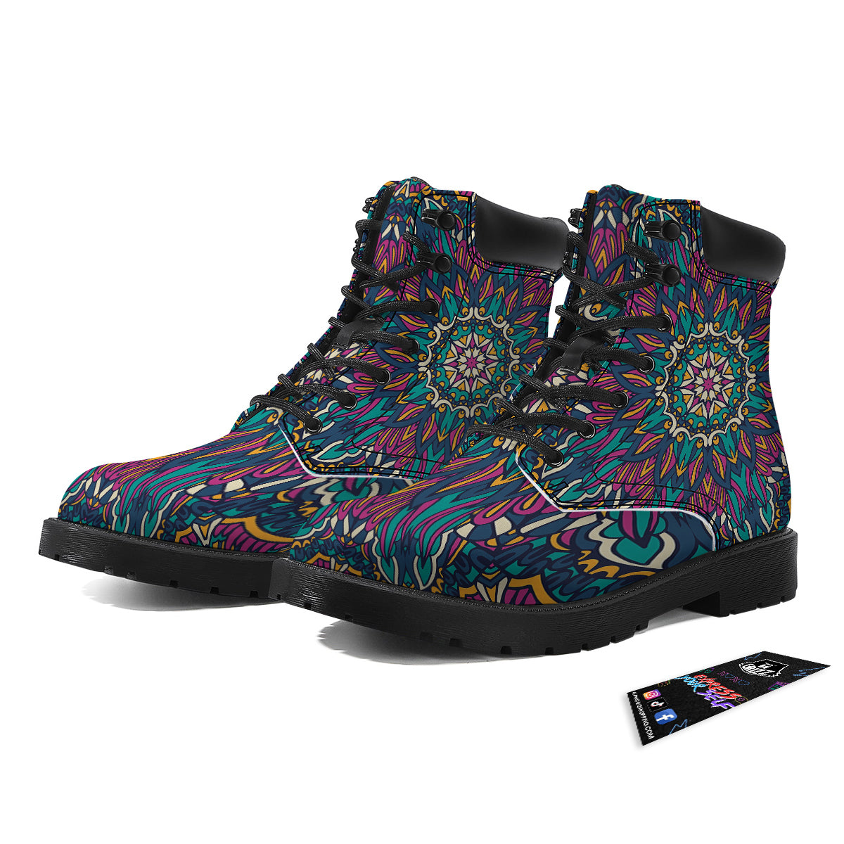 Mandala Coloful Print Boots-grizzshop