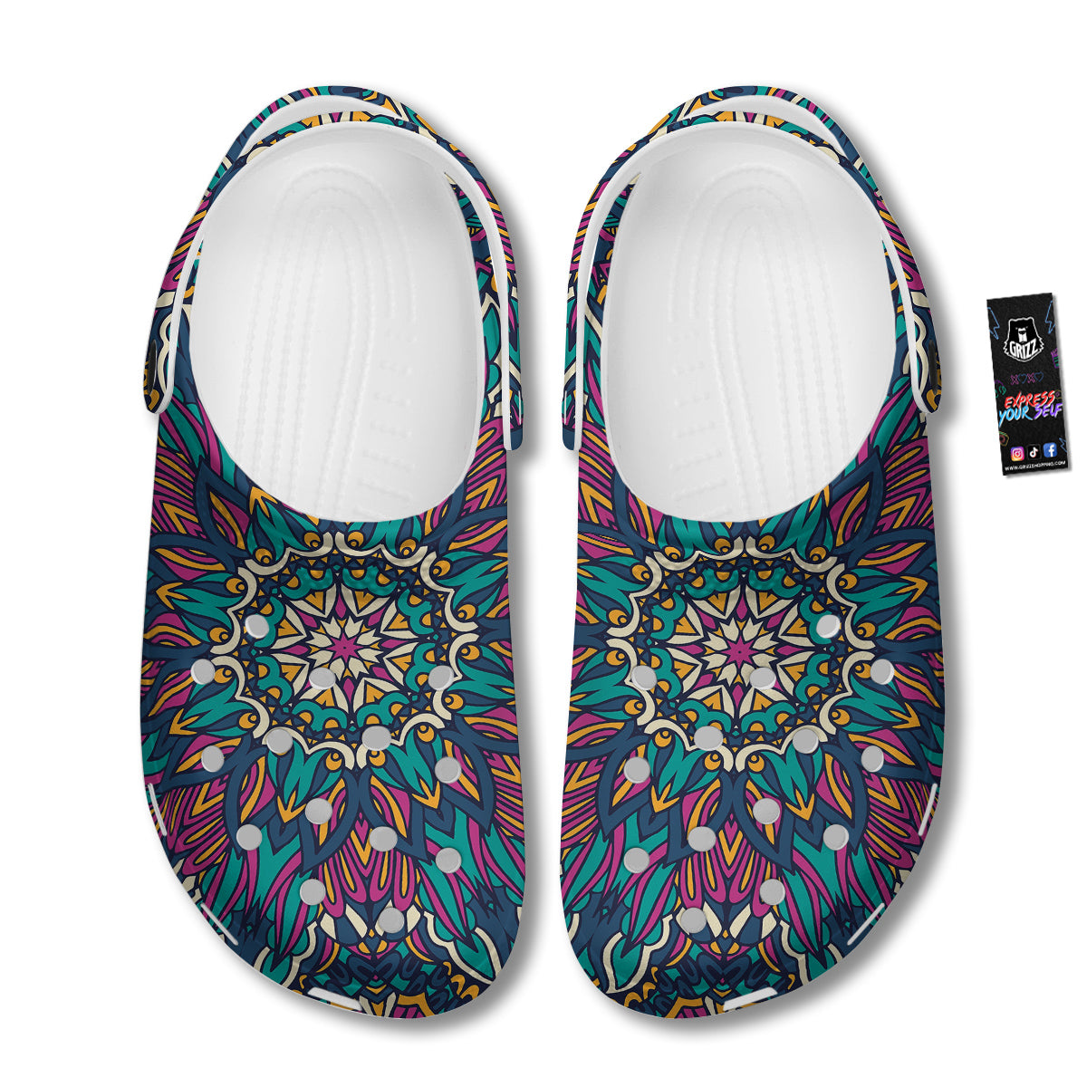 Mandala Coloful Print Clog-grizzshop